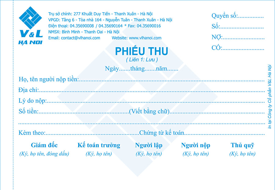 In phieu thu chi tại TPHCM - In song An 